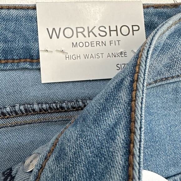 Workshop Jeans Light Wash Floral Embroidered High Rise Ankle Boho Size 10 NEW - Picture 11 of 12
